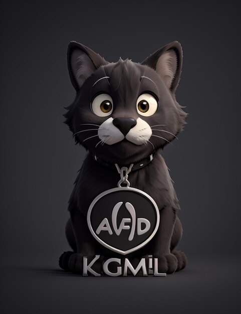 Фото 3d-анимационный стиль животного черного логотипа