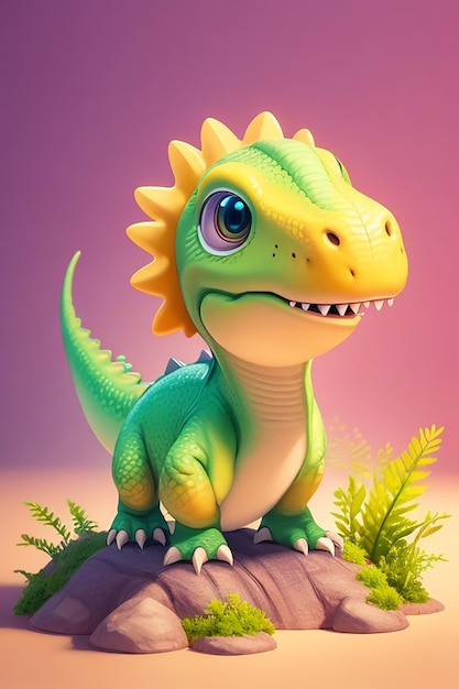 3D Animation Style Baby Dinosaur