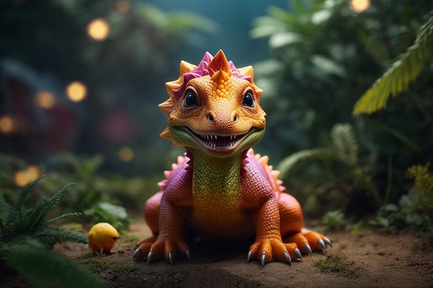 3D Animation Style Baby Dinosaur