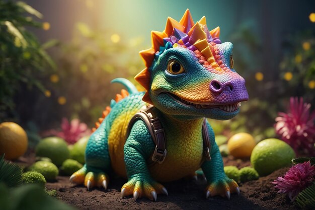 3D Animation Style Baby Dinosaur