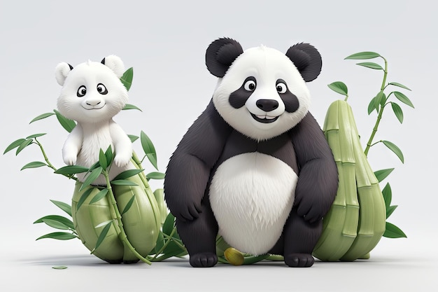 3D Animation Style bamboo forest panda ai generative