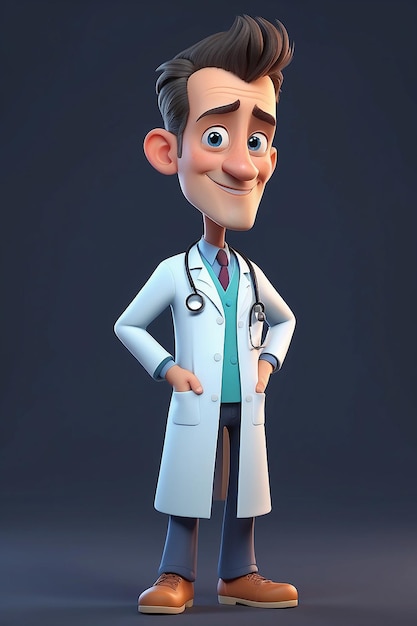 3D Animation Style Cartoon character illustration of a Doctor