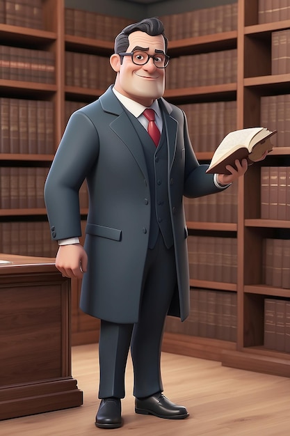 3D Animation Style Cartoon character illustration of Lawyer