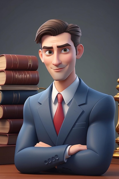 3D Animation Style Cartoon character illustration of Lawyer