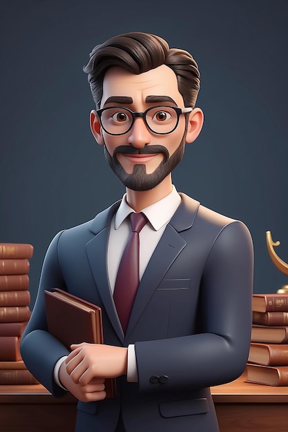 3D Animation Style Cartoon character illustration of Lawyer