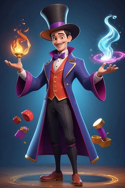 Foto stile di animazione 3d illustrazione del personaggio dei cartoni animati di magician