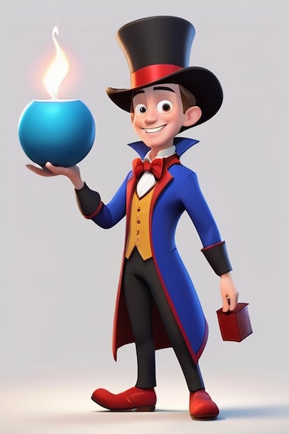 3D Animation Style Cartoon character illustration a of Magician