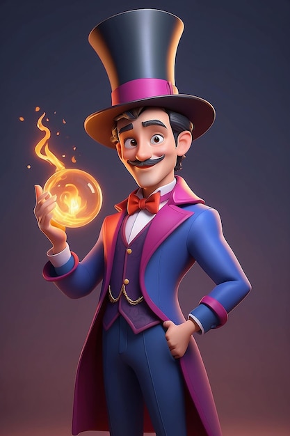 3D Animation Style Cartoon character illustration a of Magician