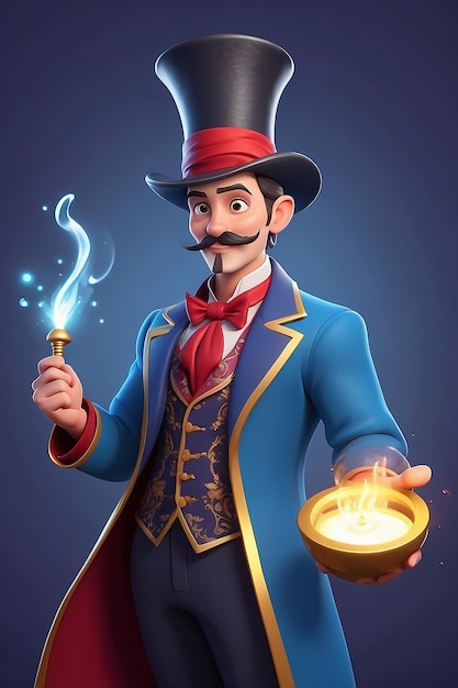 3D Animation Style Cartoon character illustration a of Magician