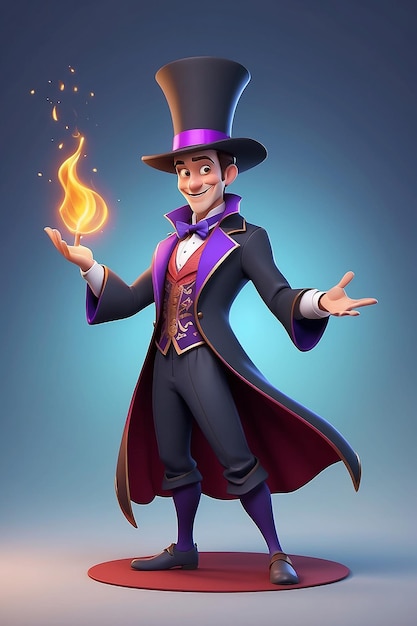 3D Animation Style Cartoon character illustration a of Magician