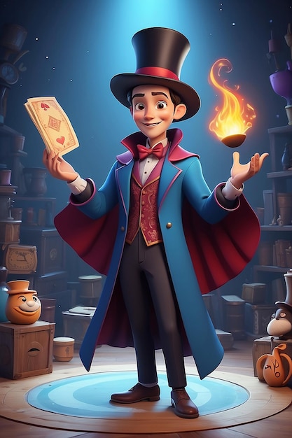 Foto stile di animazione 3d illustrazione del personaggio dei cartoni animati di magician