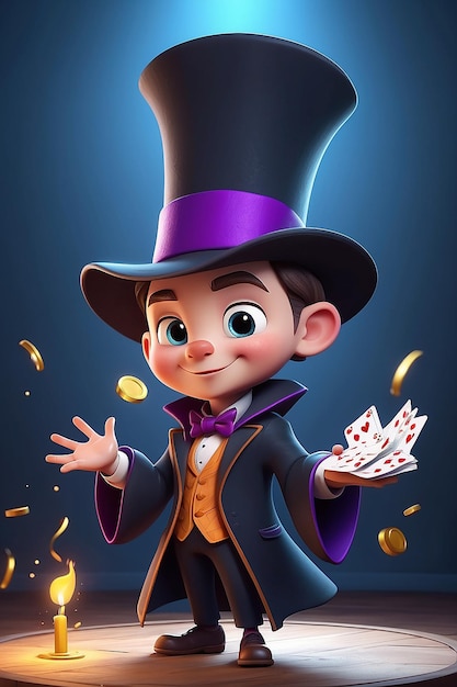 3D Animation Style Cartoon character illustration a of Magician