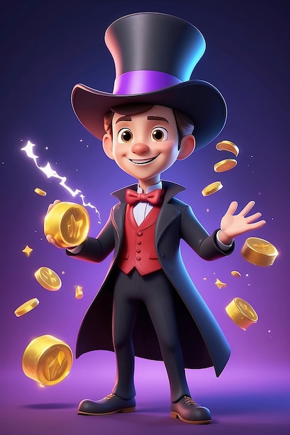 3D Animation Style Cartoon character illustration a of Magician