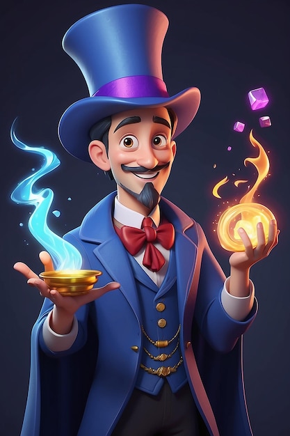 3D Animation Style Cartoon character illustration a of Magician