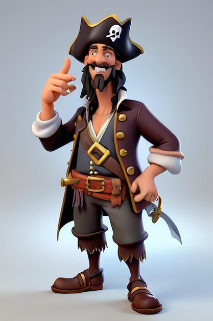 3D-анимационный стиль Иллюстрация персонажа мультфильма Пирата