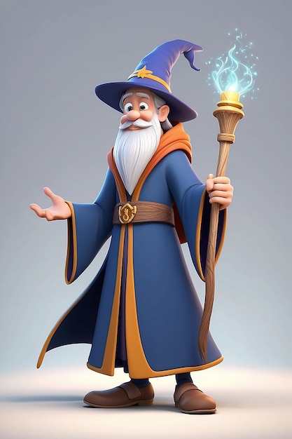 3D Animation Style Cartoon character illustration of a Wizard