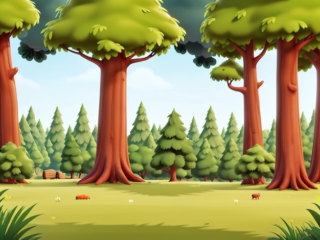 3D Animation Style Free vector village scene with landscape natural background