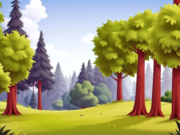 3D Animation Style Free vector village scene with landscape natural background