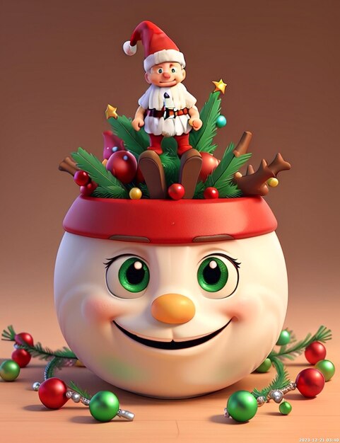 3D Animation Style Merry Christmas realistic 3d background