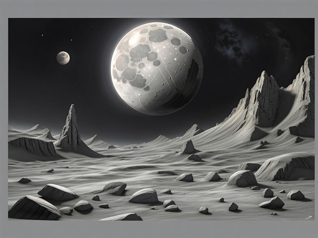 3D Animation Style The Moon From Mars