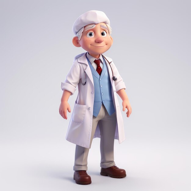 3D Animation Style white Background Doctor