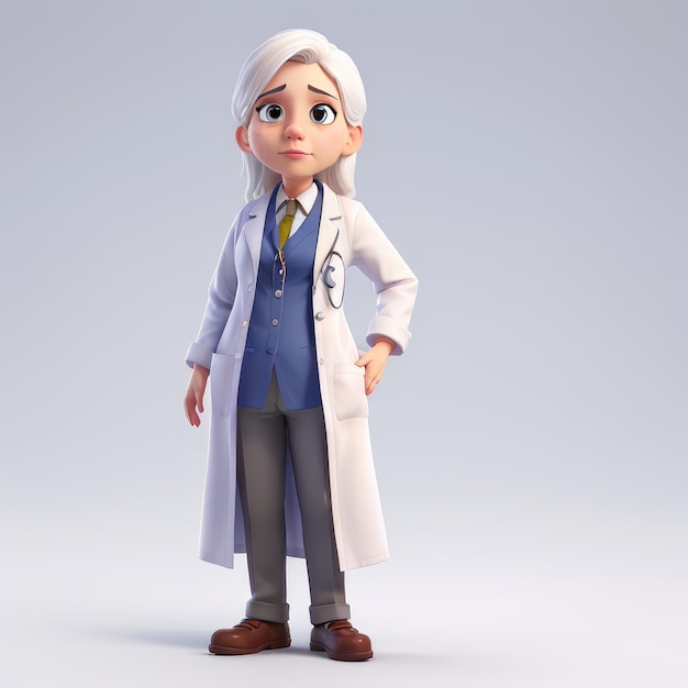 3D Animation Style white Background Doctor