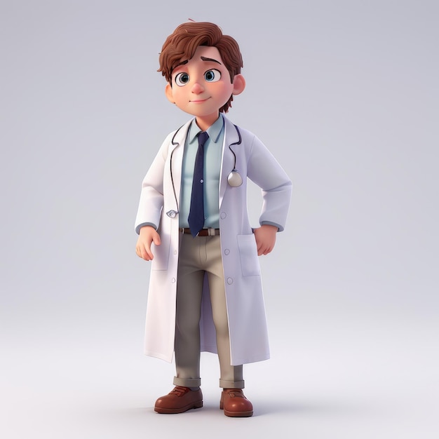 3D Animation Style white Background Doctor