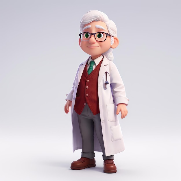 3D Animation Style white Background Doctor