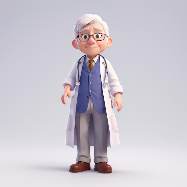 3D Animation Style white Background Doctor