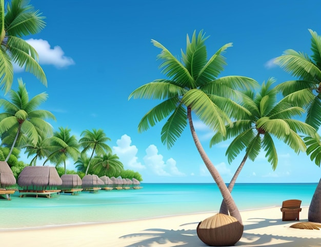 3d animation summer beach of wallpaper