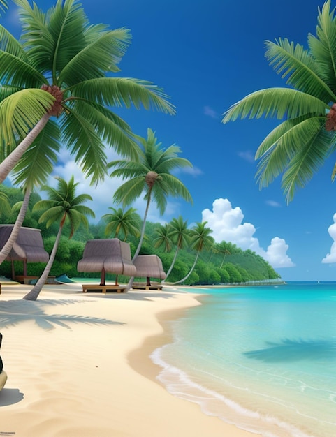 3Dアニメーション夏のビーチの壁紙