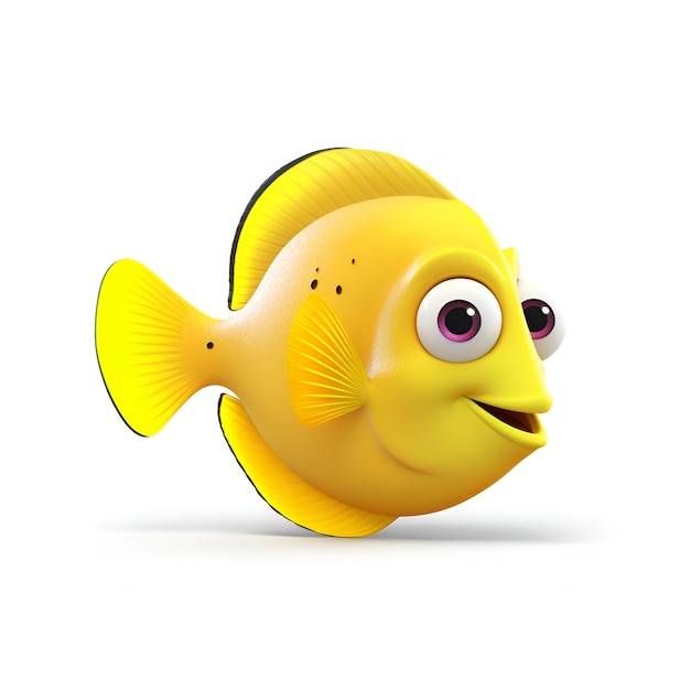 3D animation yellow fish cartoon