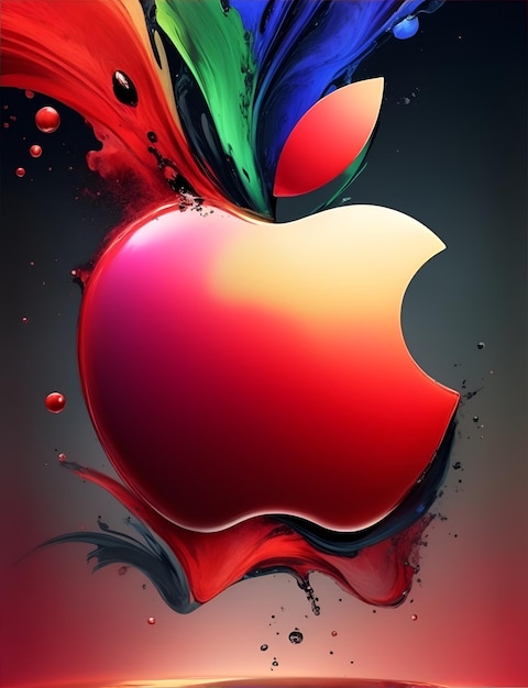 Photo 3d apple colorful and with stunning background