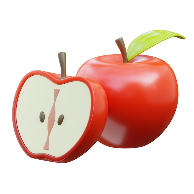 3D Apple Geïsoleerde Pictogram Illustratie Renderen