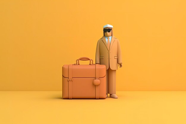 3d arab businessman with briefcase generative ai