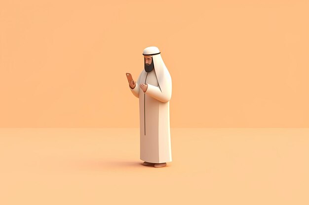 3d arab man comunicating on smart phone generative ai