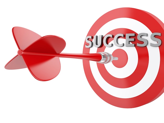 3d arrow in target. Concept of success