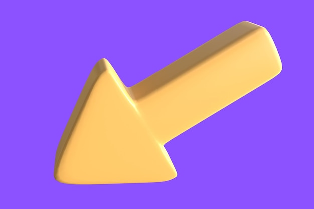 3D Arrow Yellow Icon With Purple Background 12