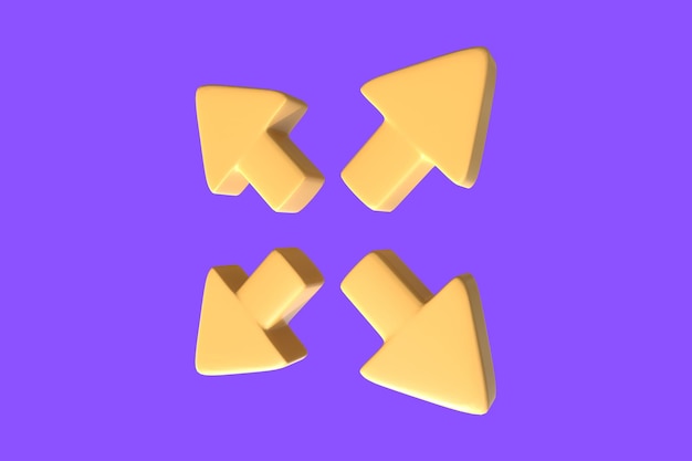 3d arrow yellow icon with purple background 22