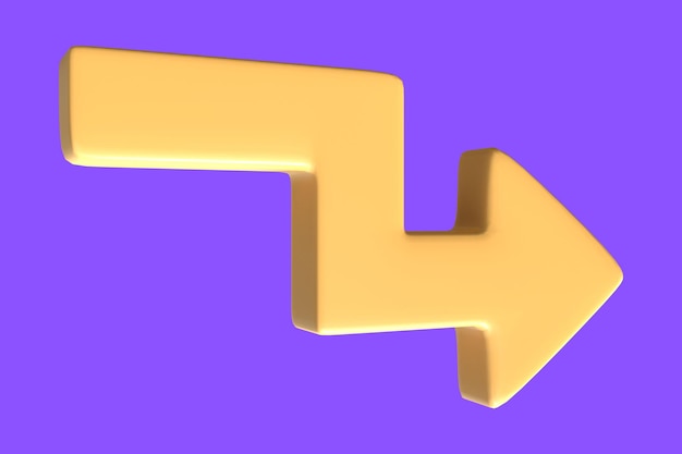 3d arrow yellow icon with purple background 33