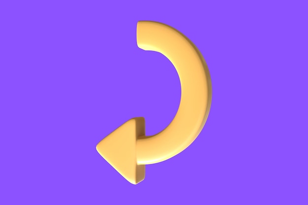 3D желтая иконка со стрелкой на фиолетовом фоне 44