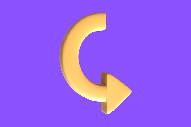 Фото 3d желтая иконка со стрелкой на фиолетовом фоне 45