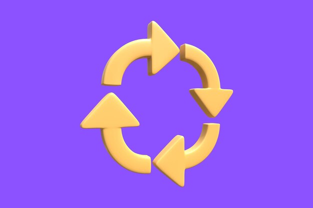 3d arrow yellow icon with purple background 39