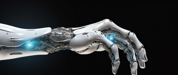 3d artificial futuristic hand machine arm communication cyber science robotic cyborg future technology engineering