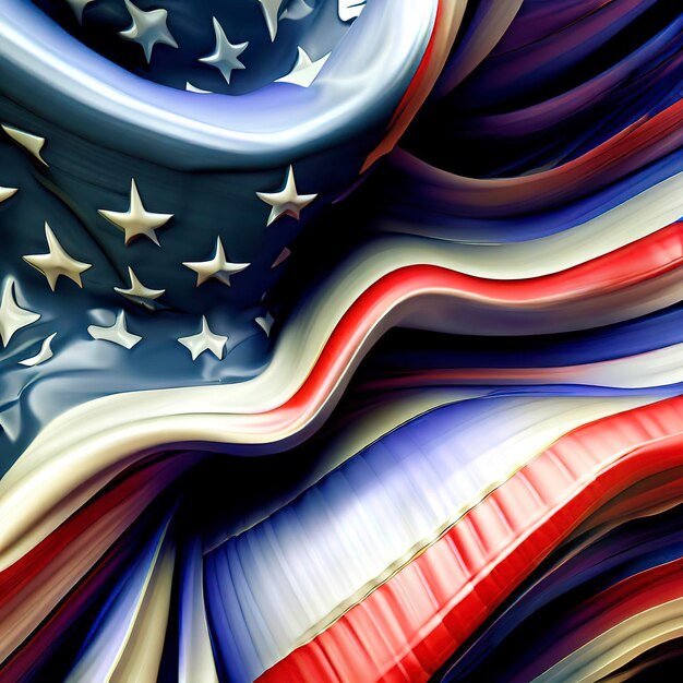 3D Artistic Interpretation of the USA Flag Second Version