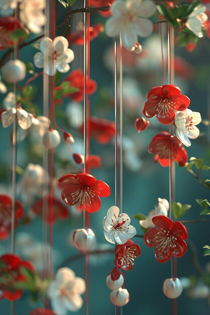 Photo a 3d artwork of wind chimes