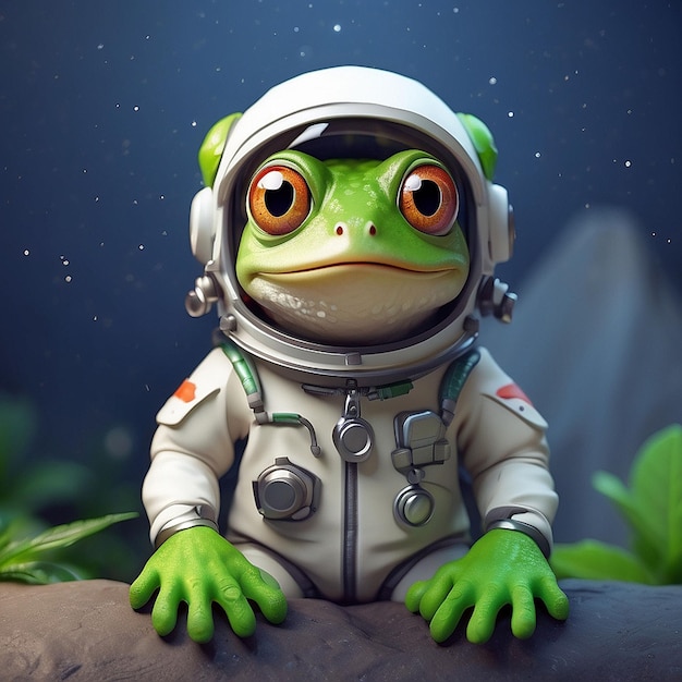 3D 우주비행사 개구리 캐릭터