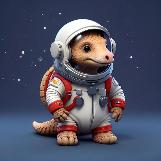 3d astronaut pangolin character