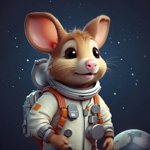 3d astronaut rat character