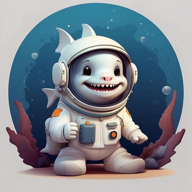 3d astronaut shark character